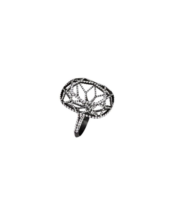 Farfetch Vip Johara Black Gold Cushion Ring