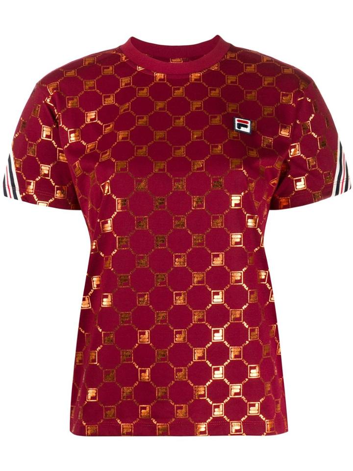 Fila Rosalia Logo Patterned T-shirt - Red