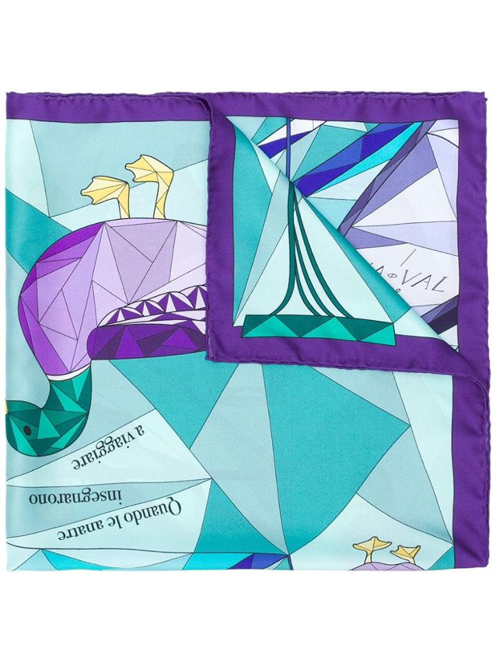 Cha Val Milano Duck Print Scarf - Pink & Purple