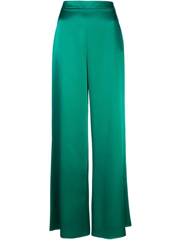 Cushnie Satin Flare Trousers - Green
