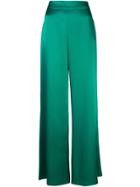 Cushnie Satin Flare Trousers - Green