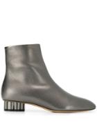 Salvatore Ferragamo Flower Heel Ankle Boots - Grey