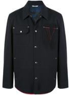 Valentino Embroidered V Knitted Back Jacket - Blue