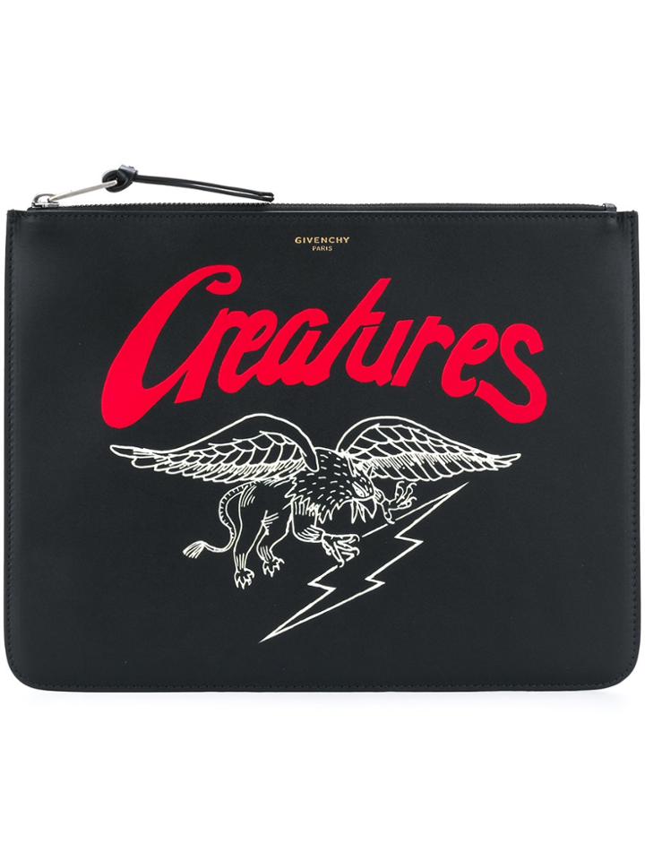 Givenchy Creatures Print Zipped Pouch - Black
