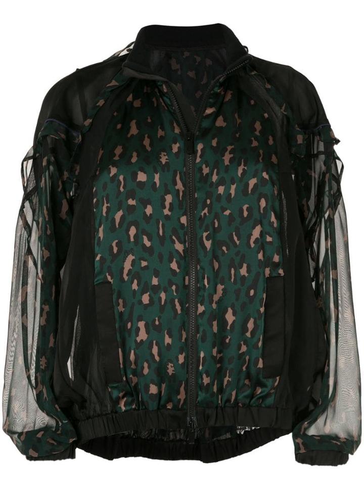 Sacai Leopard Print Bomber Jacket - Green