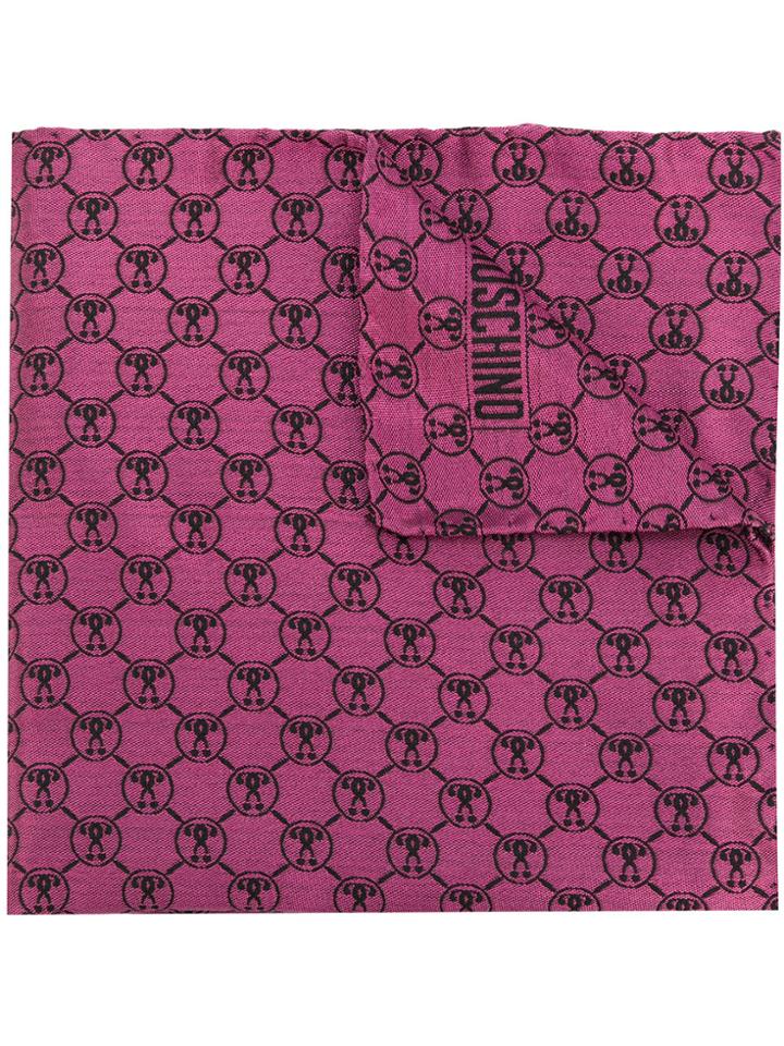 Moschino Logo Print Pocket Square - Pink & Purple