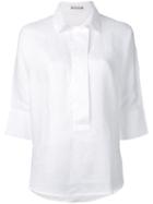 Hemisphere Relaxed Placket Shirt, Women's, Size: Medium, White, Linen/flax