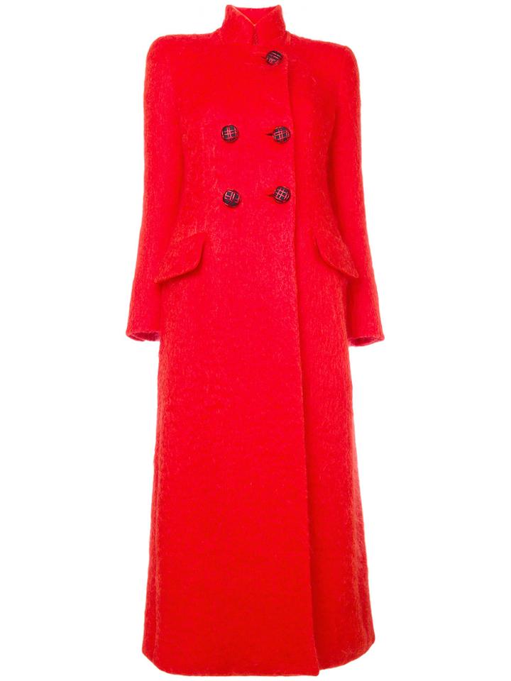 Giorgio Armani Long Double Breasted Coat - Red