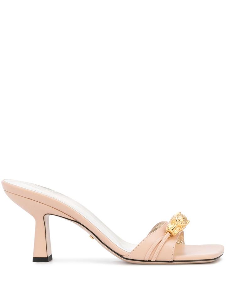Gucci Embellished Tiger Head Sandals - Neutrals
