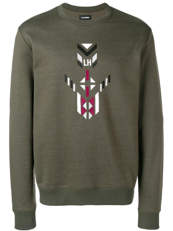 Les Hommes Embroidered Ganado Pattern Sweatshirt - Green