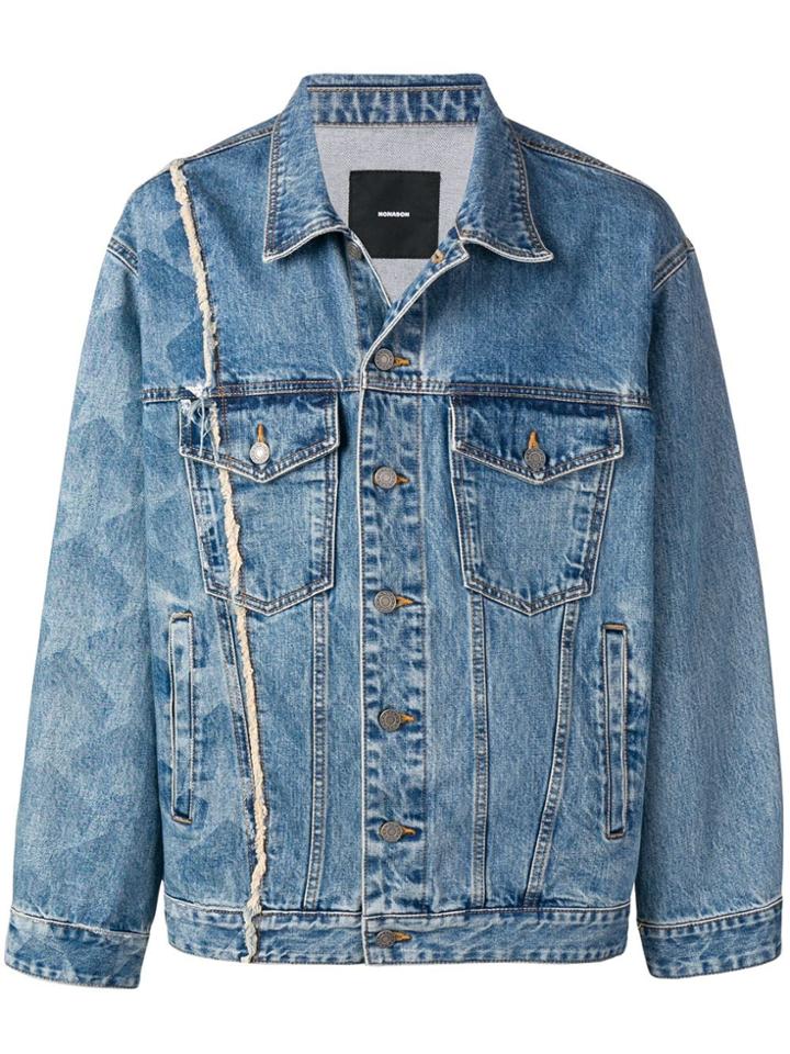 Nono9on Frayed Stripe Denim Jacket - Blue