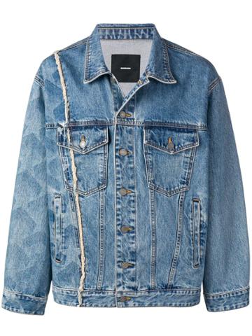 Nono9on Frayed Stripe Denim Jacket - Blue