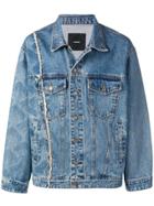 Nono9on Frayed Stripe Denim Jacket - Blue