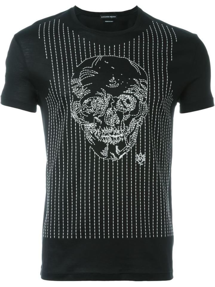 Alexander Mcqueen Embroidered Skull T-shirt, Men's, Size: Xs, Black, Cotton/polyester