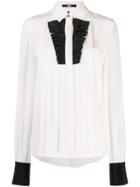 Karl Lagerfeld Pleated Plastron Poplin Shirt - White