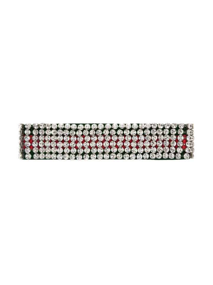 Gucci Web Headband With Crystals - Red