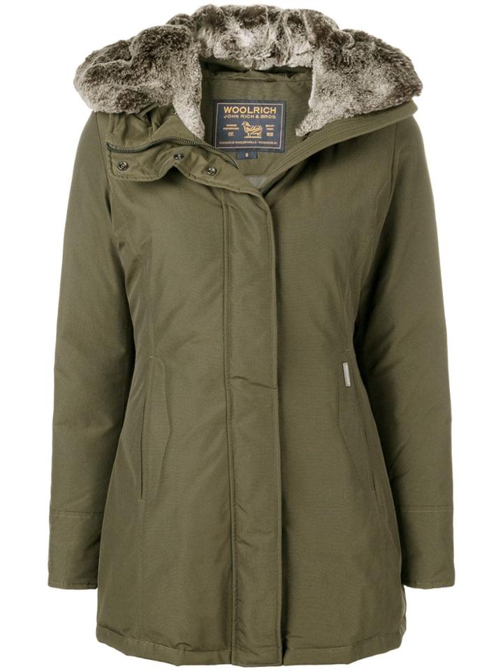 Woolrich Faux Fur Lined Padded Coat - Green