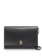Burberry Monogram Motif Leather Bag With Detachable Strap - Black