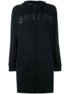 Marcelo Burlon County Of Milan - Gothic Print Oversize Hoodie - Women - Cotton - Xs, Black, Cotton