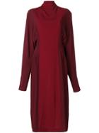 Victoria Beckham Two Tone Roll Neck Dress - Red