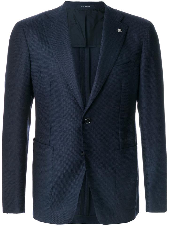 Tagliatore Fitted Blazer With Top Hat Pin - Blue