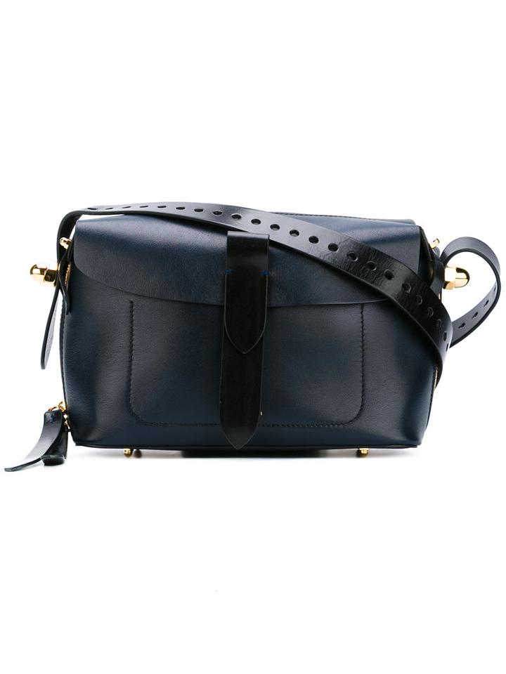 Pugnetti Parma Shoulder Bag, Women's, Blue, Calf Leather