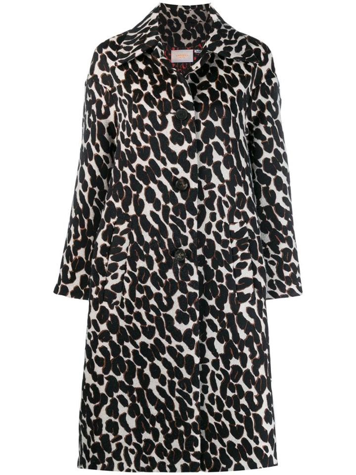 La Doublej Boxy Leopard Print Coat - White