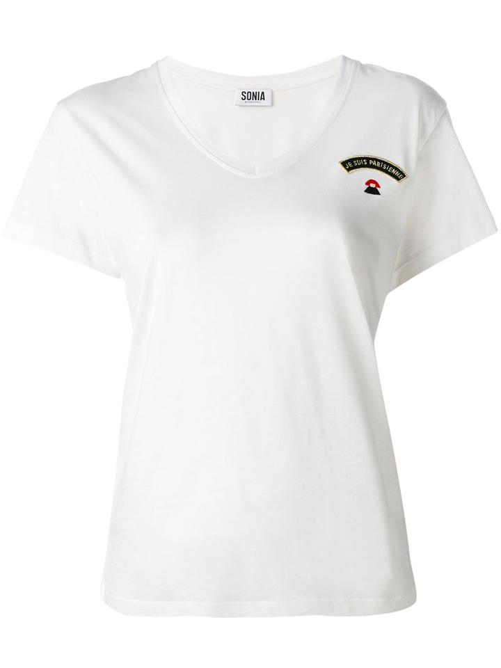 Sonia By Sonia Rykiel - Je Suis Parisienne Patch T-shirt - Women - Cotton/modal - Xs, White, Cotton/modal
