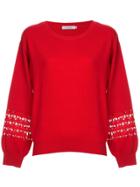 Guild Prime Embellished Sleeve Sweater - Red
