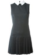 Alice+olivia Contrast Collar Pleated Dress, Women's, Size: 6, Grey, Polyester/viscose/spandex/elastane