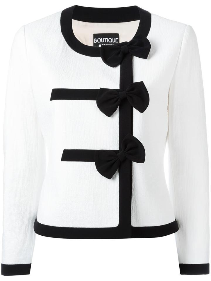Boutique Moschino Bow Detail Jacket, Women's, Size: 40, White, Acetate/polyester/other Fibers/cotton