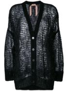 Nº21 Oversize Open-knit Feather Cardigan - Black