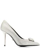 Versace Crystal-embellished Pumps - Silver
