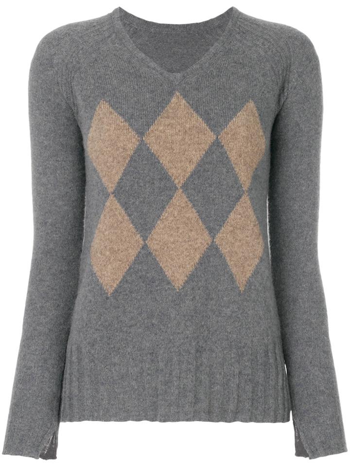 Sottomettimi Diamond Chest Pattern Sweater - Grey