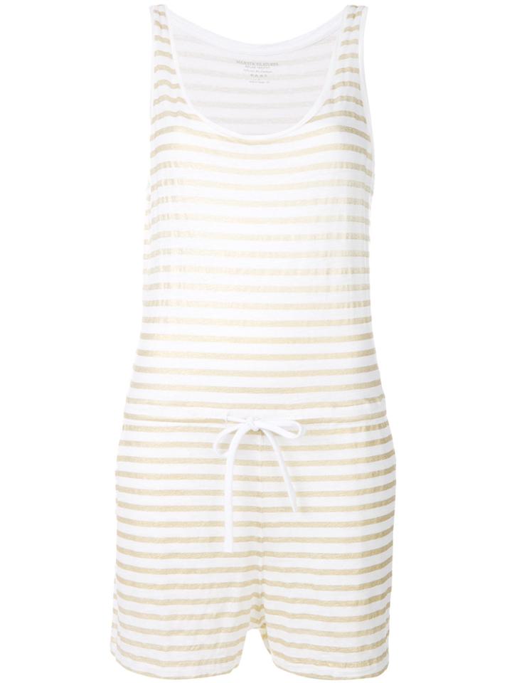 Majestic Filatures Striped Drawstring Waist Playsuit - White