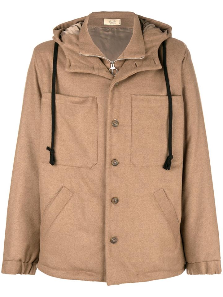 Maison Flaneur Hooded Coat - Nude & Neutrals