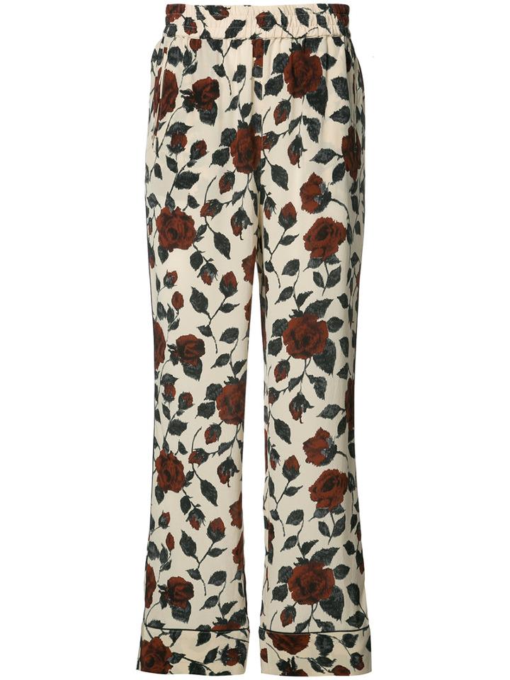 Ganni Floral Print Trousers, Women's, Size: 38, Silk