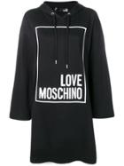Love Moschino Embossed Logo Hooded Dress - Black