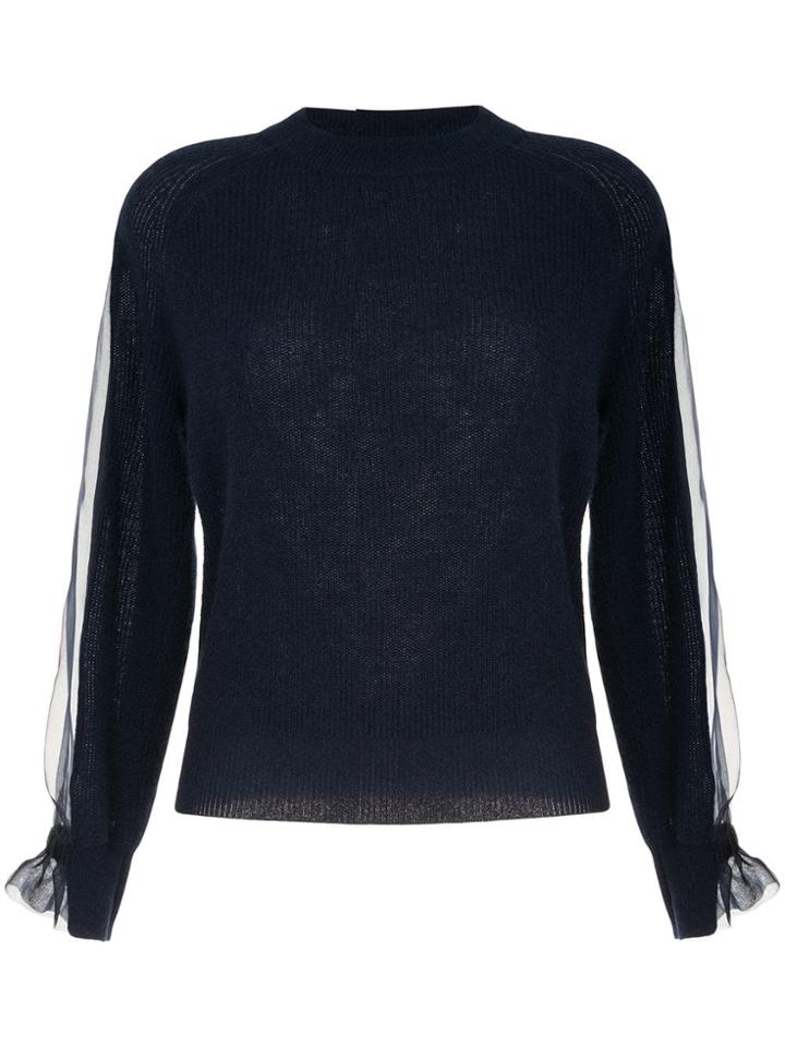Onefifteen Sheer Panel Sweater - Blue