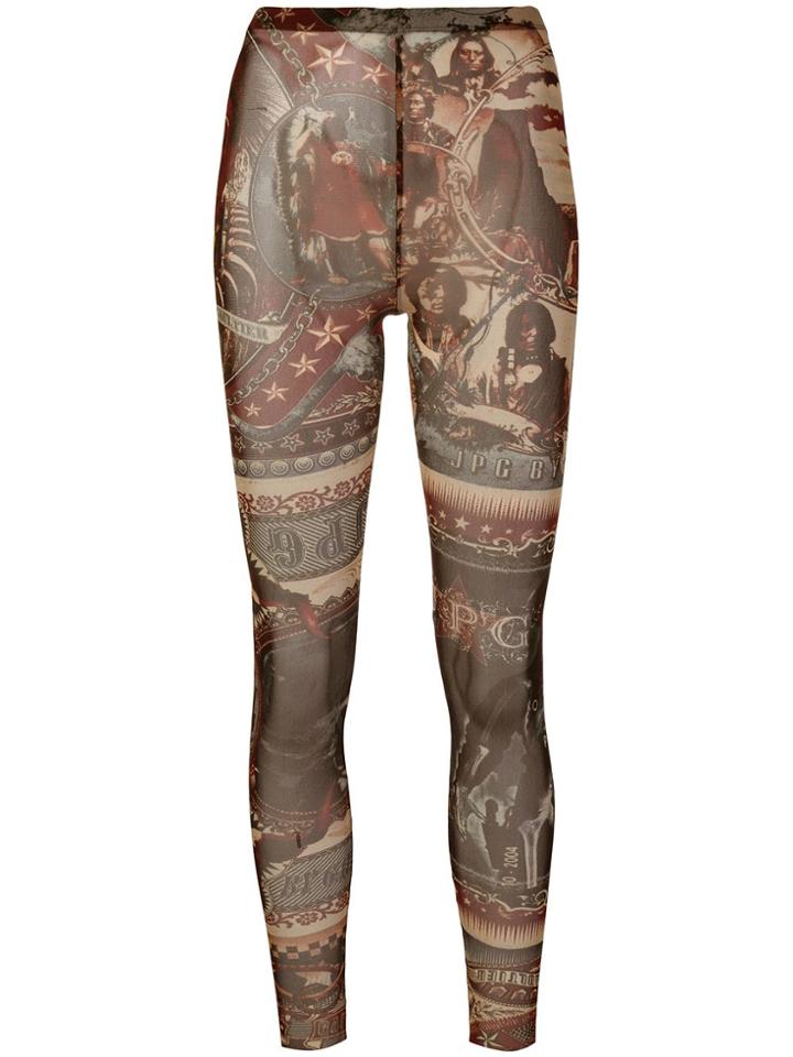 Jean Paul Gaultier Vintage Printed Sheer Fitted Trousers - Multicolour