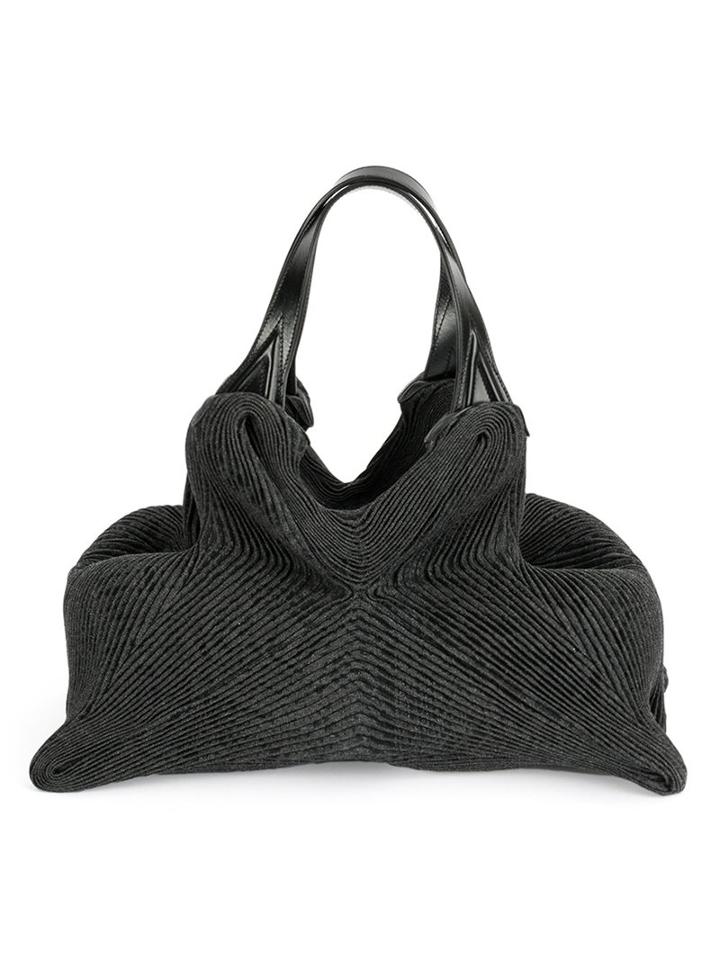 Issey Miyake Medium Ribbed Shoulder Bag, Women's, Grey