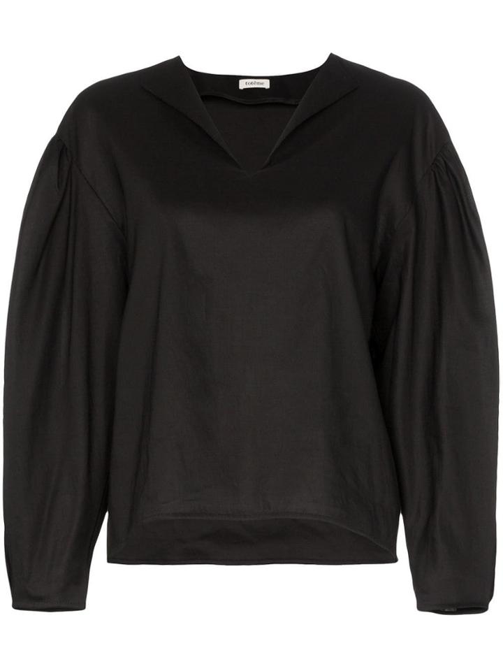 Toteme V-neck Oversized Shirt - Black