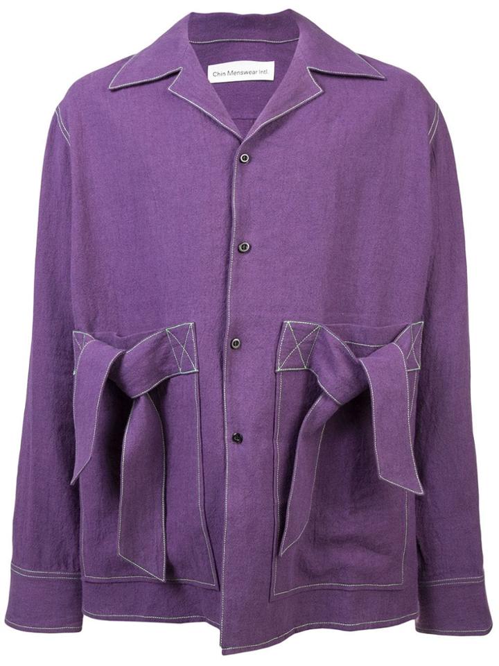 Chin Mens Ribbon Pocket Shirt - Pink & Purple