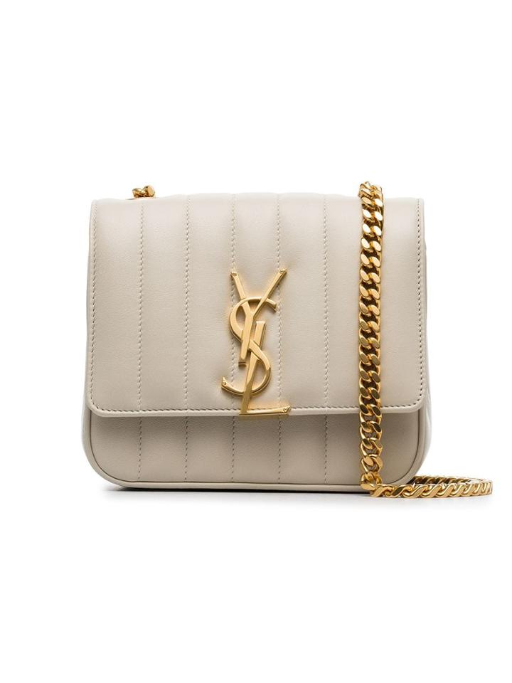 Saint Laurent Vicky Quilted Crossbody Bag - Neutrals