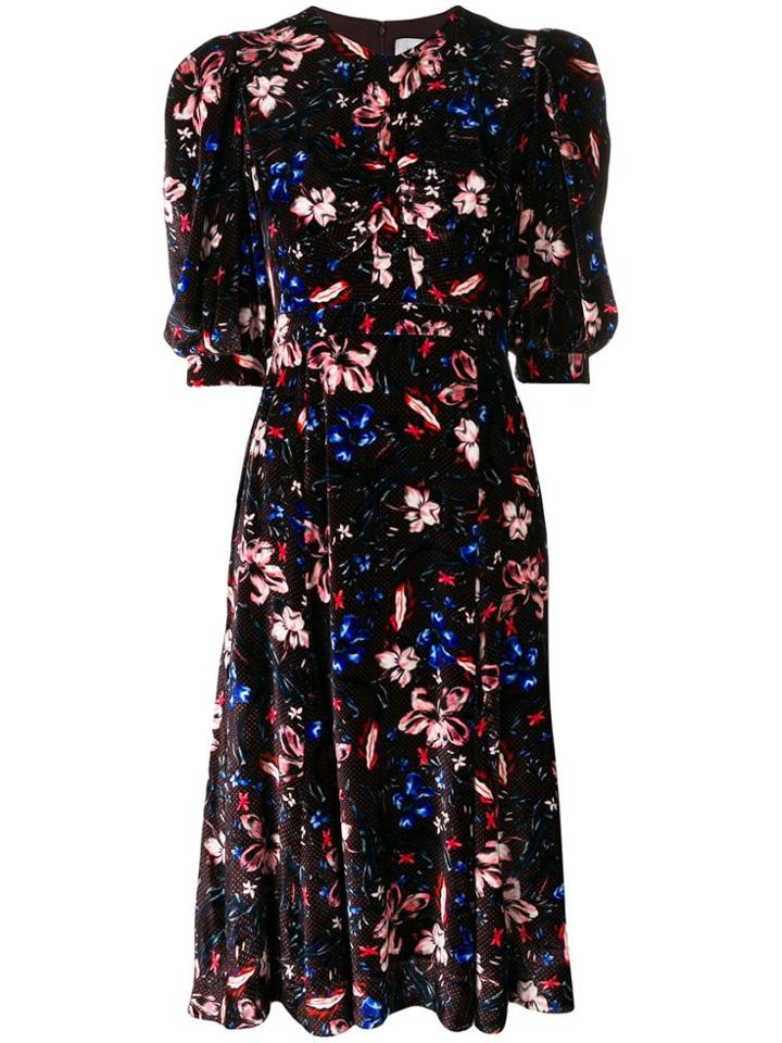 Erdem Floral Midi Dress - Pink & Purple