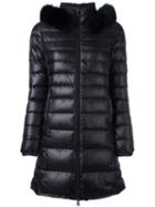 Duvetica Fur Trim Padded Coat, Women's, Size: 46, Black, Feather Down/polyamide