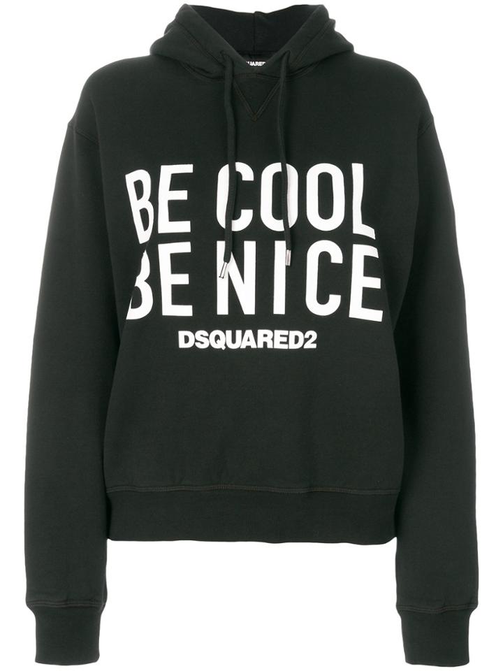 Dsquared2 Slogan Print Hoodie - Black