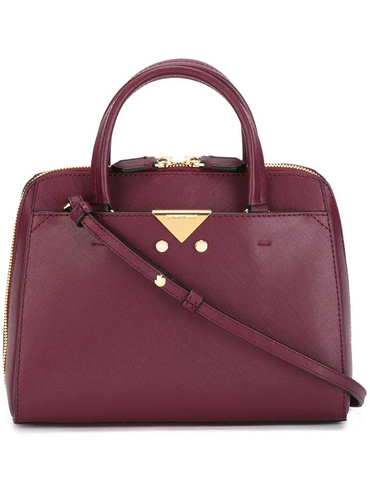 Emporio Armani Double Handles Zipped Tote, Women's, Red