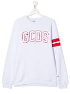 Gcds Kids Embroidered Logo Sweatshirt - White