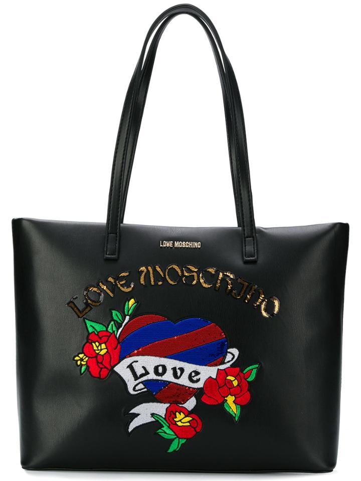 Love Moschino Sequin Embroidered Tote - Black